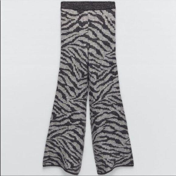 ZARA ANIMAL JACQUARD WOOL AND ALPACA BLEND PANTS - Picture 7 of 10